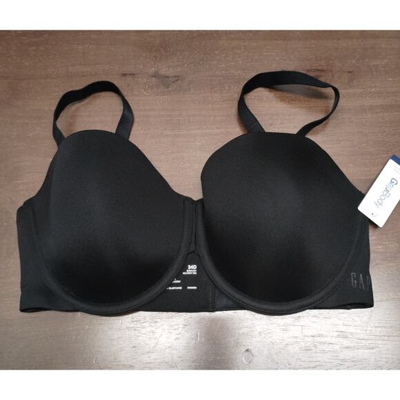 Gap Body NWT Size 34D (Large) Black Everyday Multiway Underwire Padded Bra - Picture 2 of 10